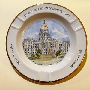 General Federation of Women's Clubs Denver CO 1954 Ceramic Ashtray 7.5 inches